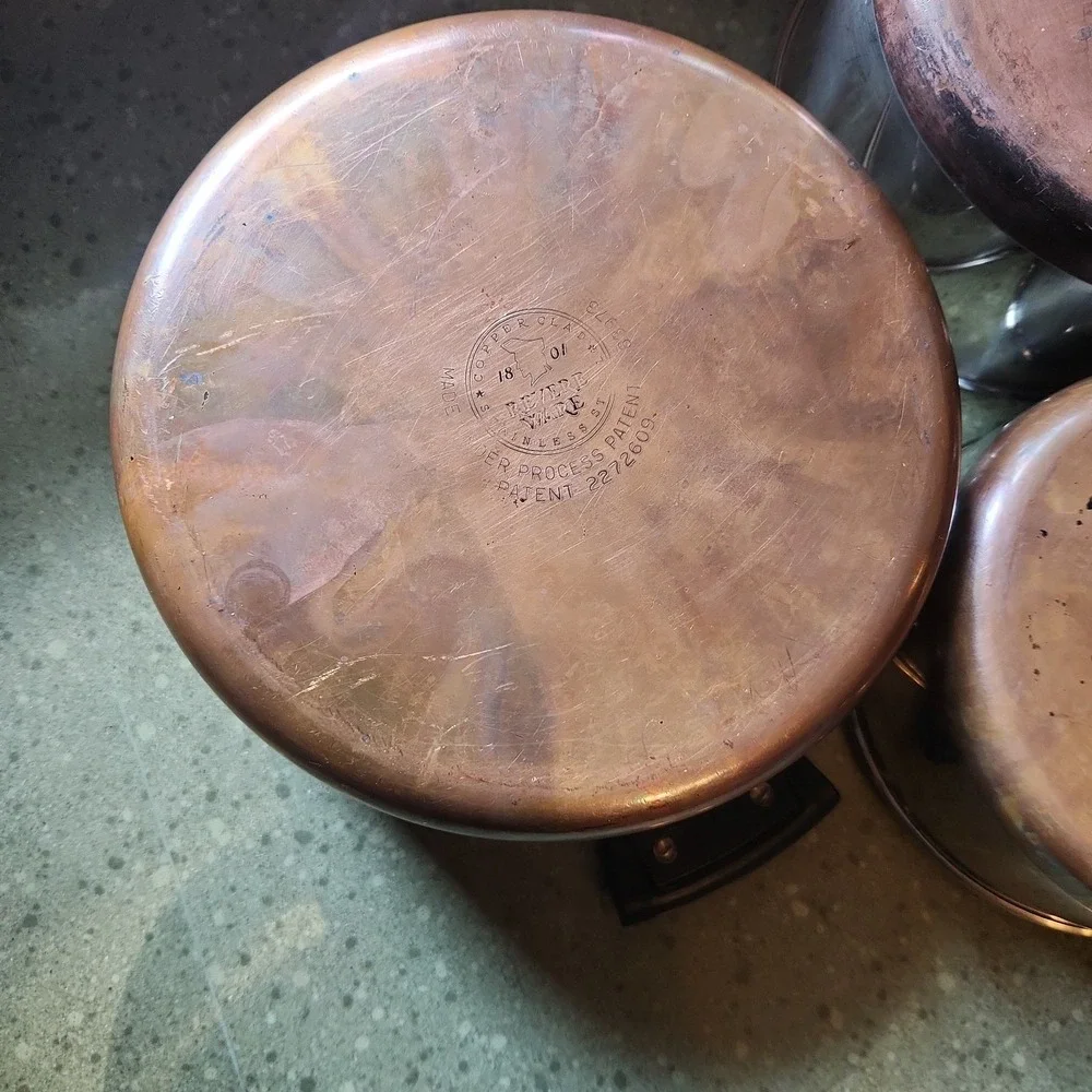 VTG Revere Ware Copper Bottom Pots Set, 11 Piece